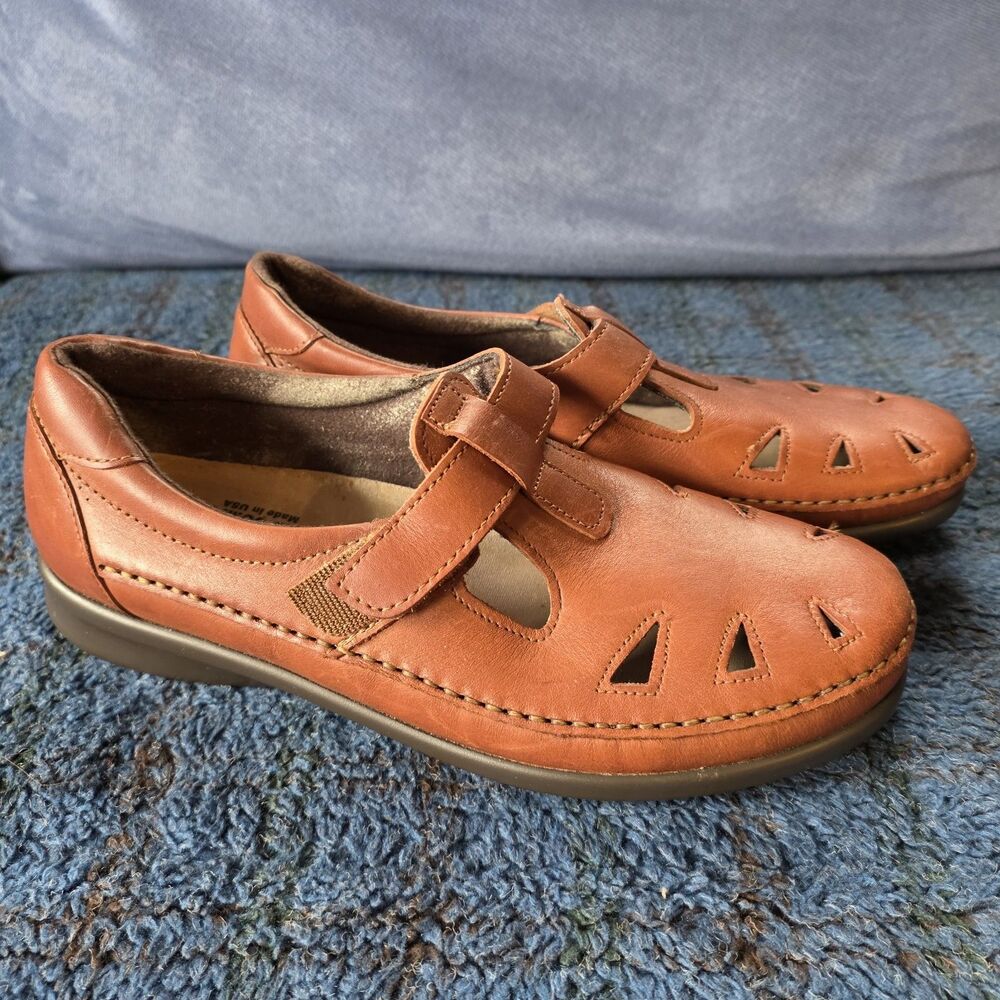 SAS Women Roamer Shoes Chestnut Leather Mary Jane Loafers Size 9.5M Walking